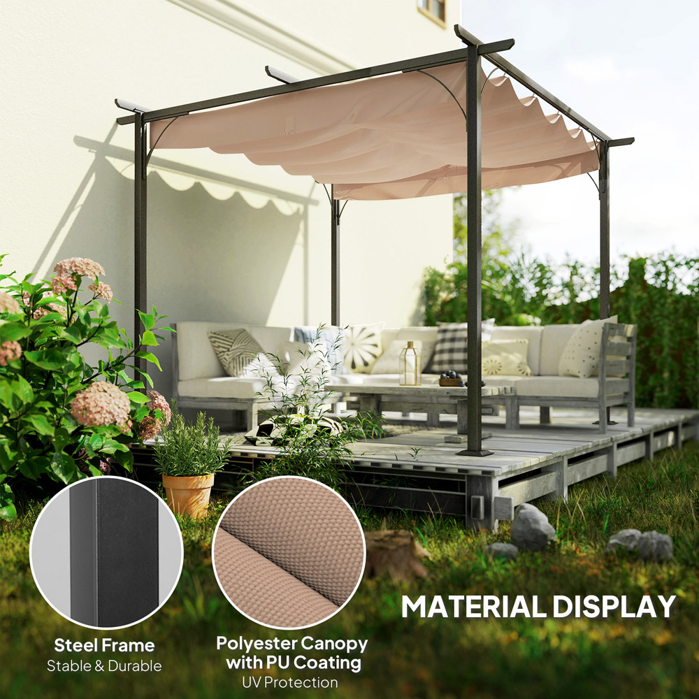 Outsunny 3 x 3m Cream Metal Pergola Image 7