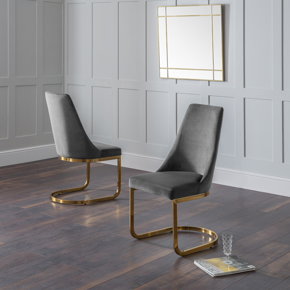 Julian Bowen Vittoria Cantilever Set of 2 Grey Dining Chairs Image 7