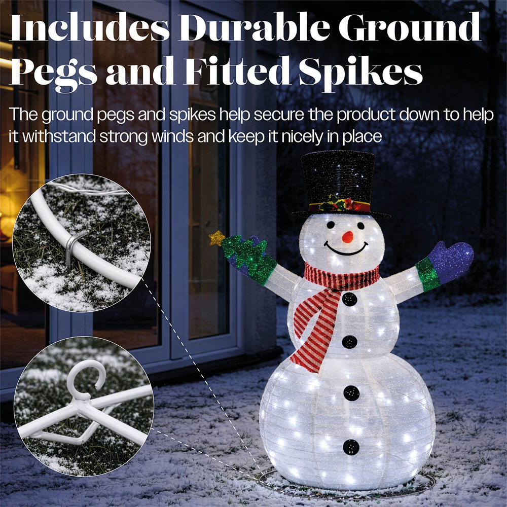 Xmas Haus 100 Warm White LED Foldable Snowman Christmas Decoration 120cm Image 4