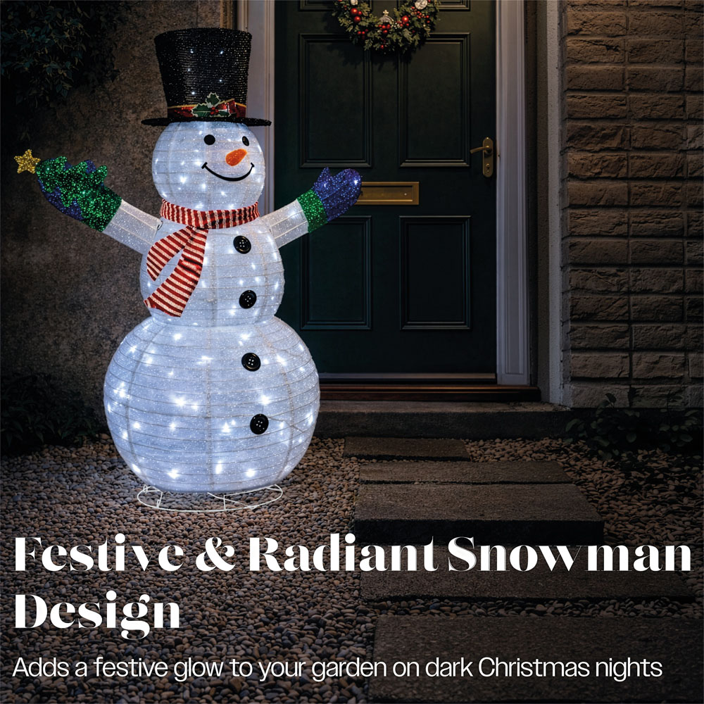 Xmas Haus 100 Warm White LED Foldable Snowman Christmas Decoration 120cm Image 3