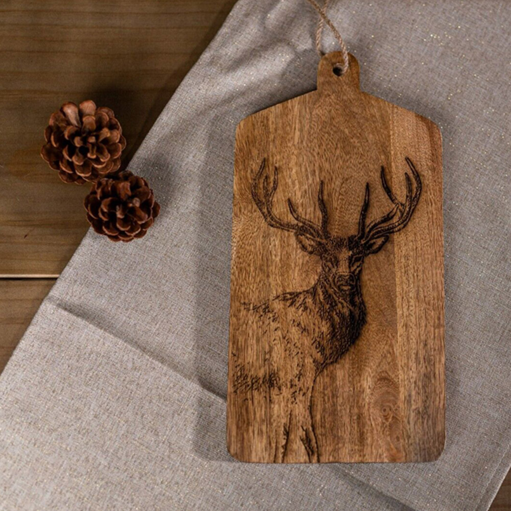 Marco Paul Rustic Brown Wooden Stag Chopping Board Image 2