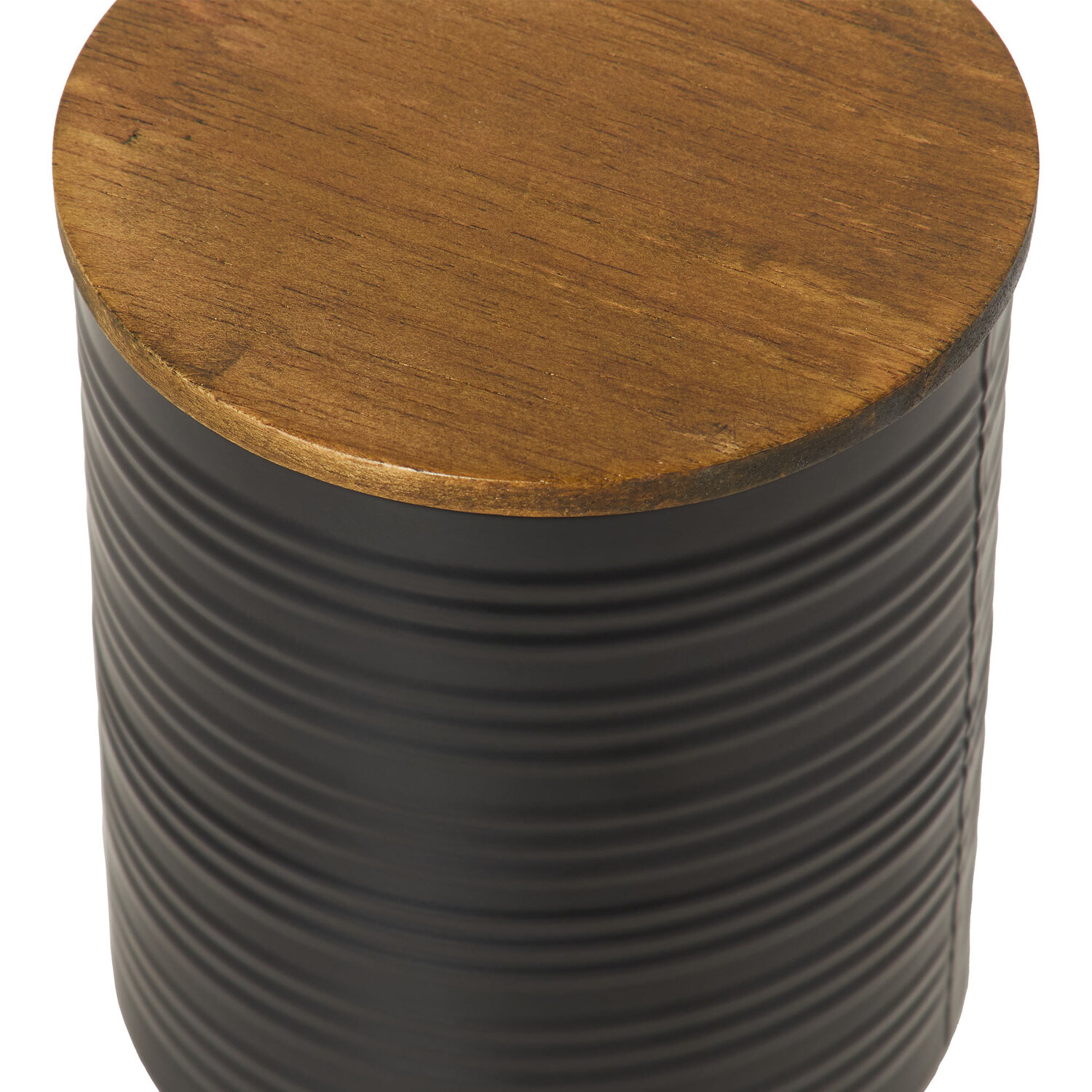 Malmo Embossed Canister with Acacia Lid - Black Image 4