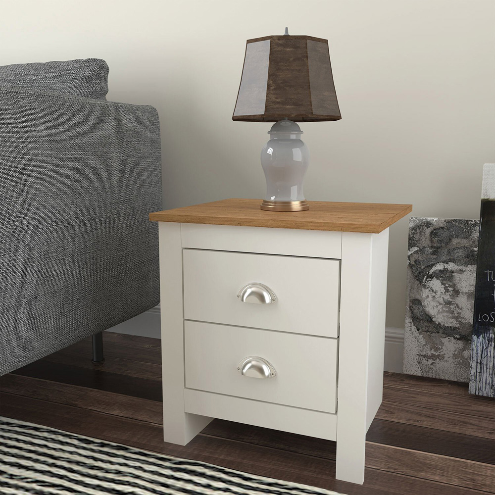 Lexington 2 Drawer White Bedside Table Image 4