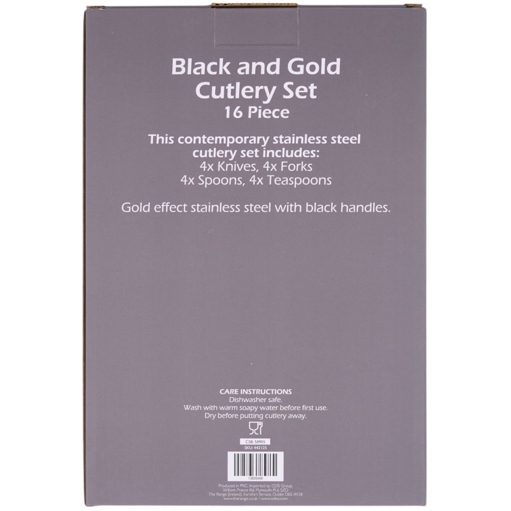 Kitchen Master 16 Piece Black and Gold Cutlery Set Image 2