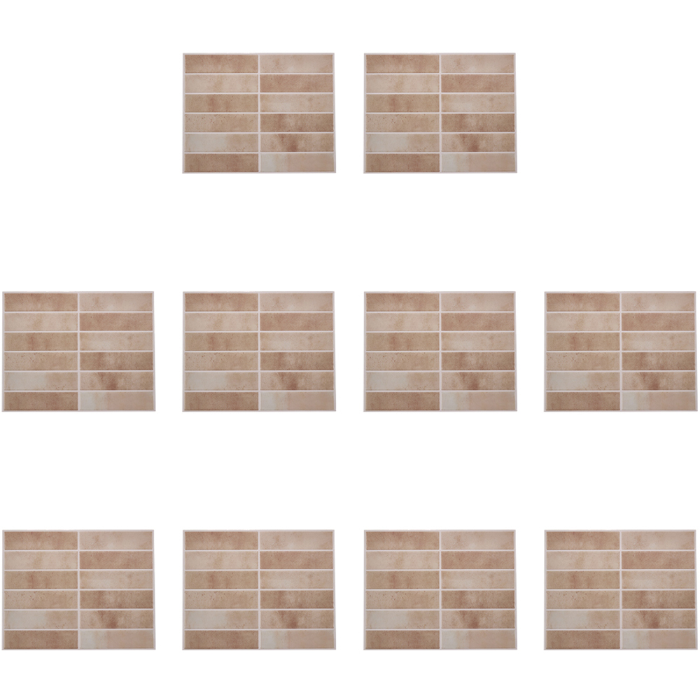 Living and Home Brown Rectangle Self Adhesive Wall Sticker 10 Pack Image 2