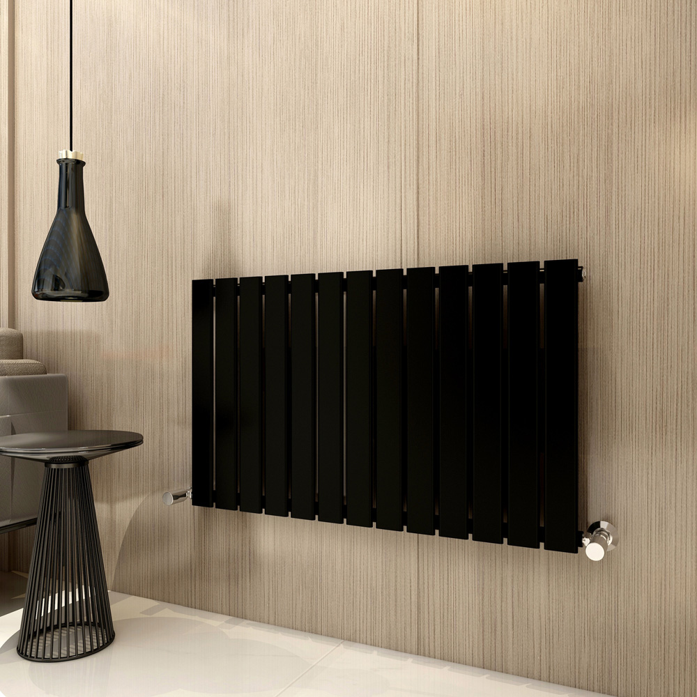 Black 2832 BTU Single Flat Panel Vertical Column Radiator 600 x 884mm Image 2