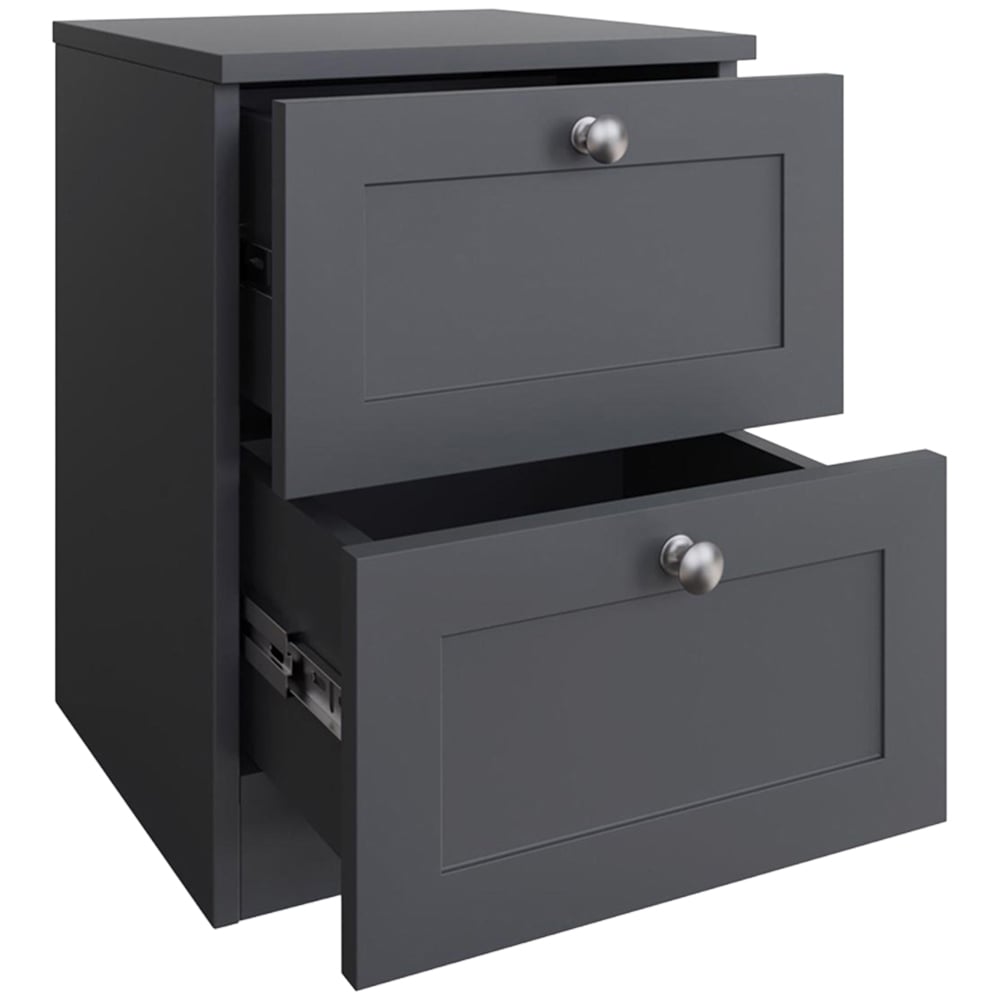 FWStyle Artus 2 Drawer Dark Grey Panelled Bedside Table Image 3