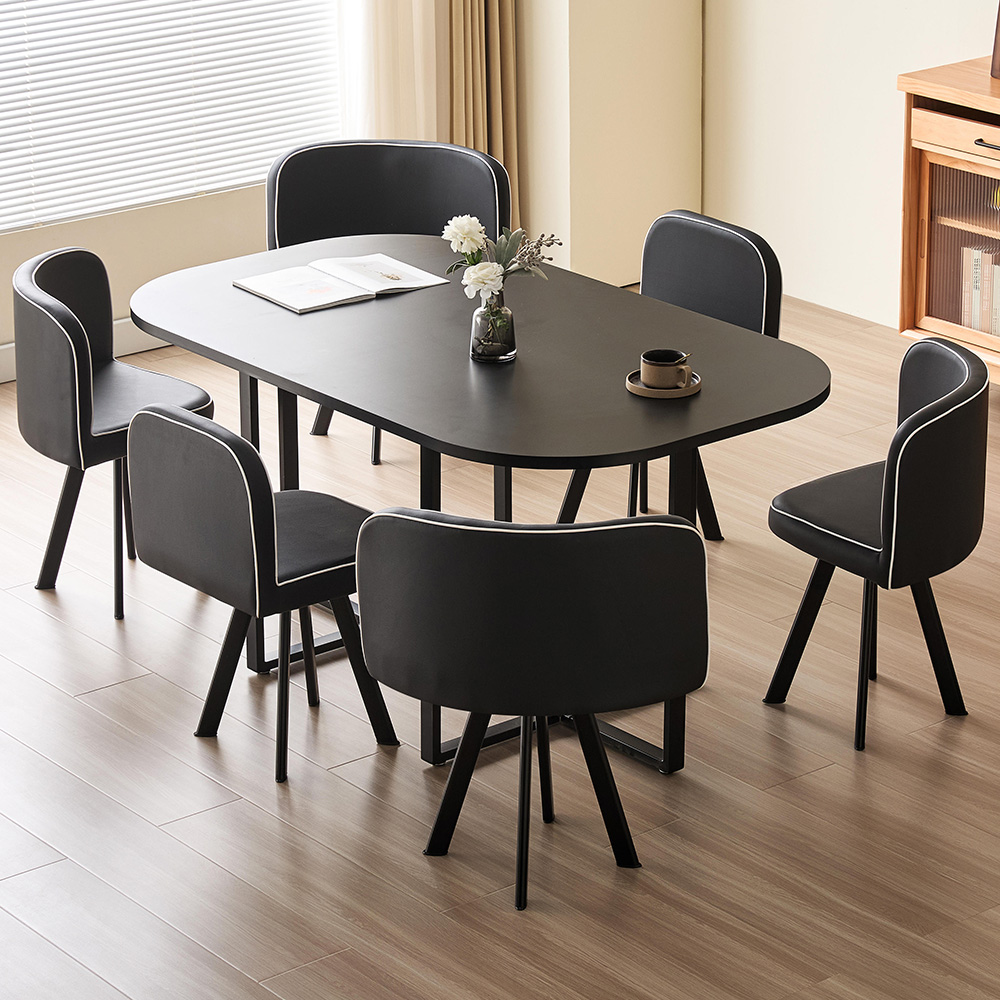 Comfy Living 6 Seater Dining Set Black Image 1