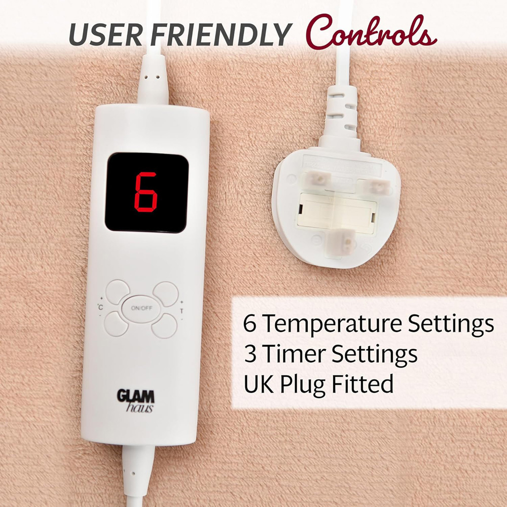 GlamHaus Toasted Almond Heated Blanket 160 x 130cm Image 3