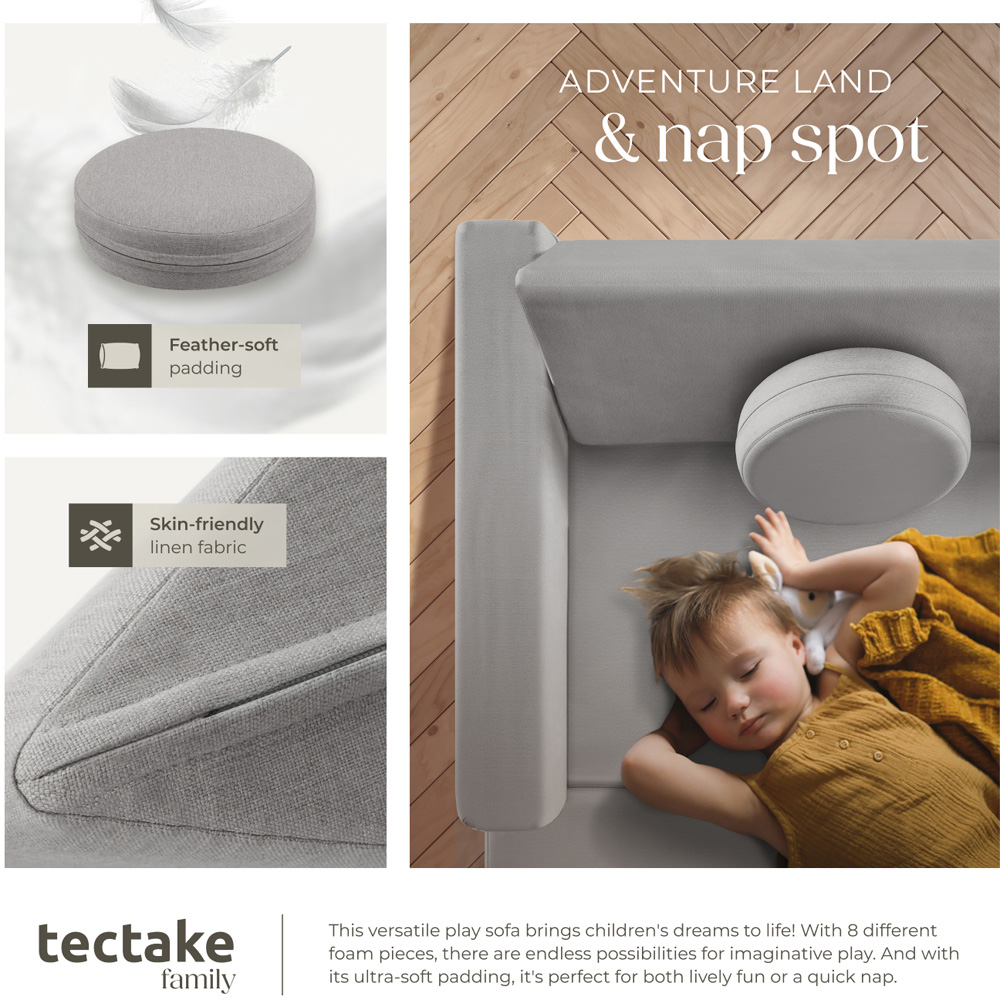 tectake Lilly Grey 8 Piece Thick Padding Kids Sofa Image 6