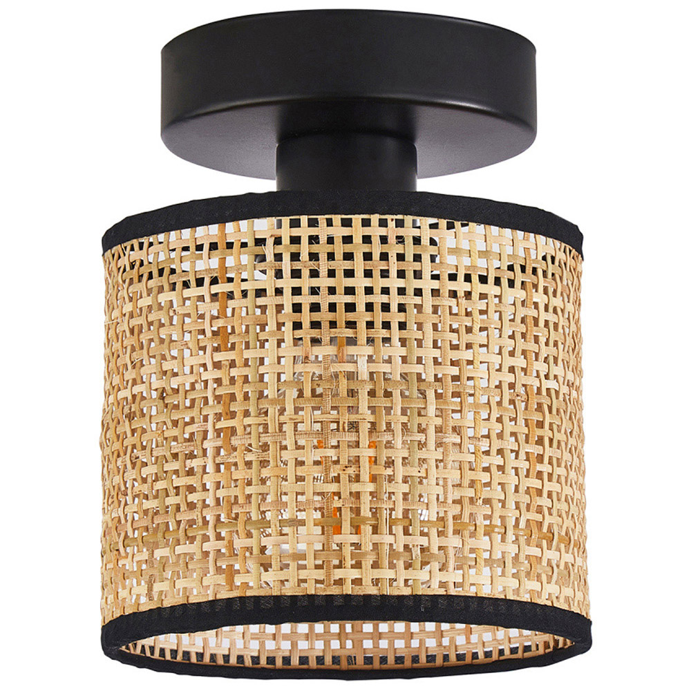 Happy Homewares Natural Woven Rattan Ceiling Light Fitting Image 1