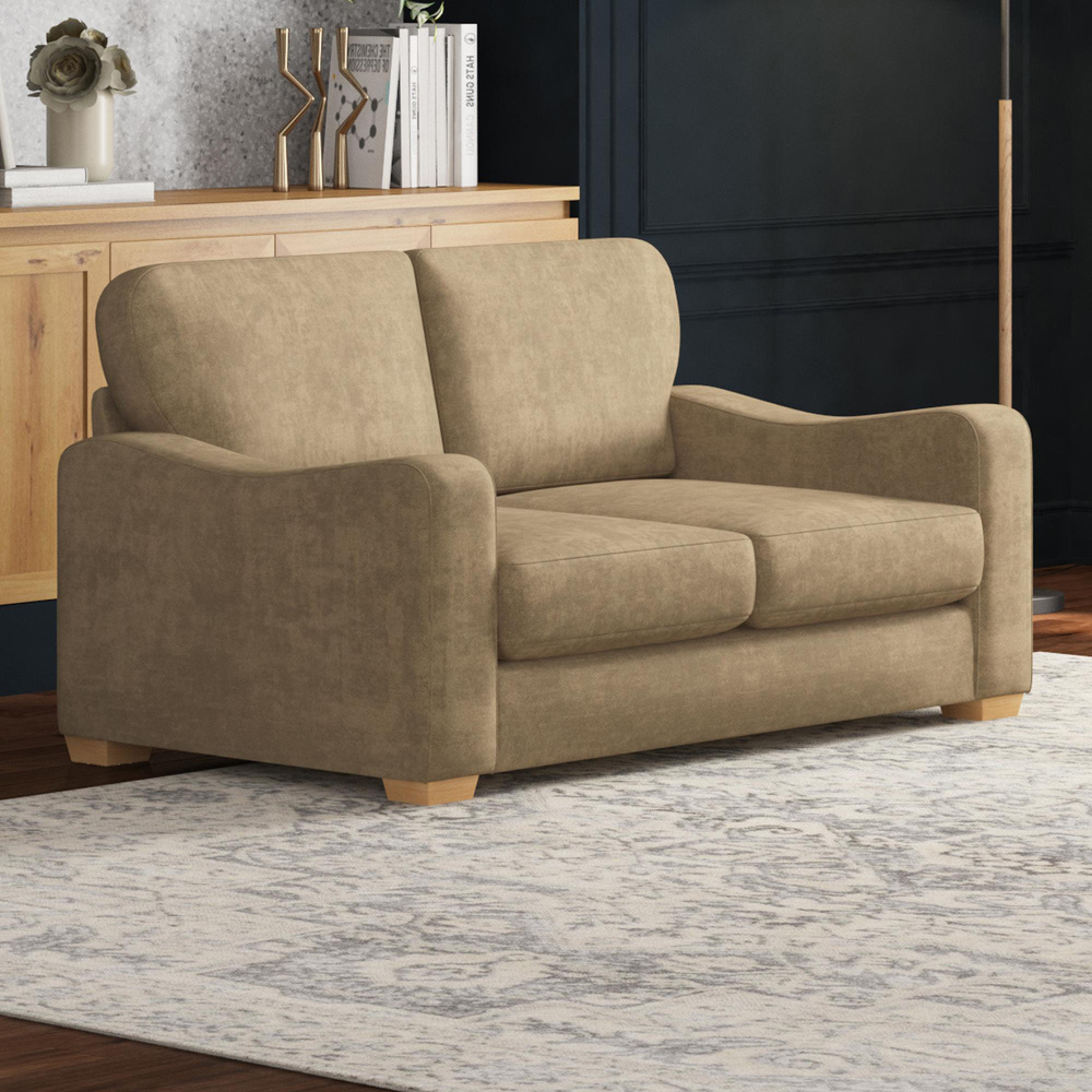 Theadford 5 Seater Mink Plush Velvet Fixed Back Sofa Set Image 4