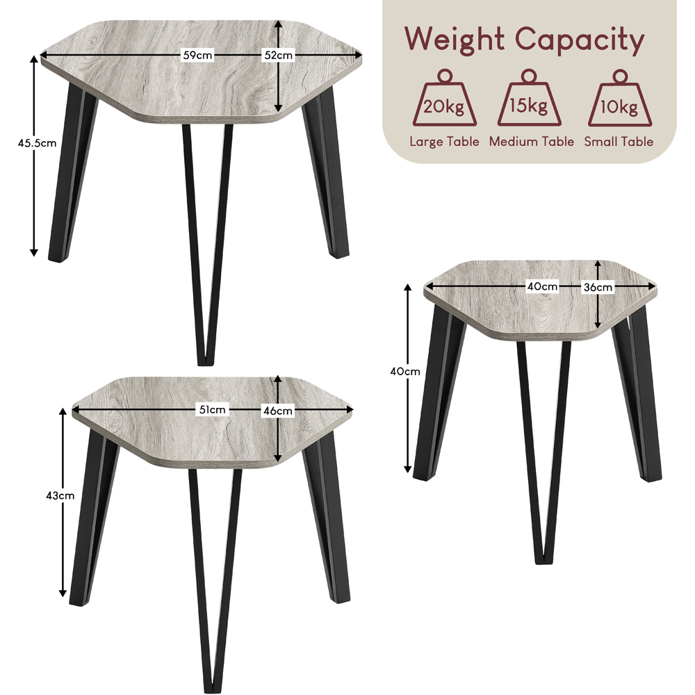 Vida Designs Brooklyn Grey Nest of Tables Set of 3 Image 9