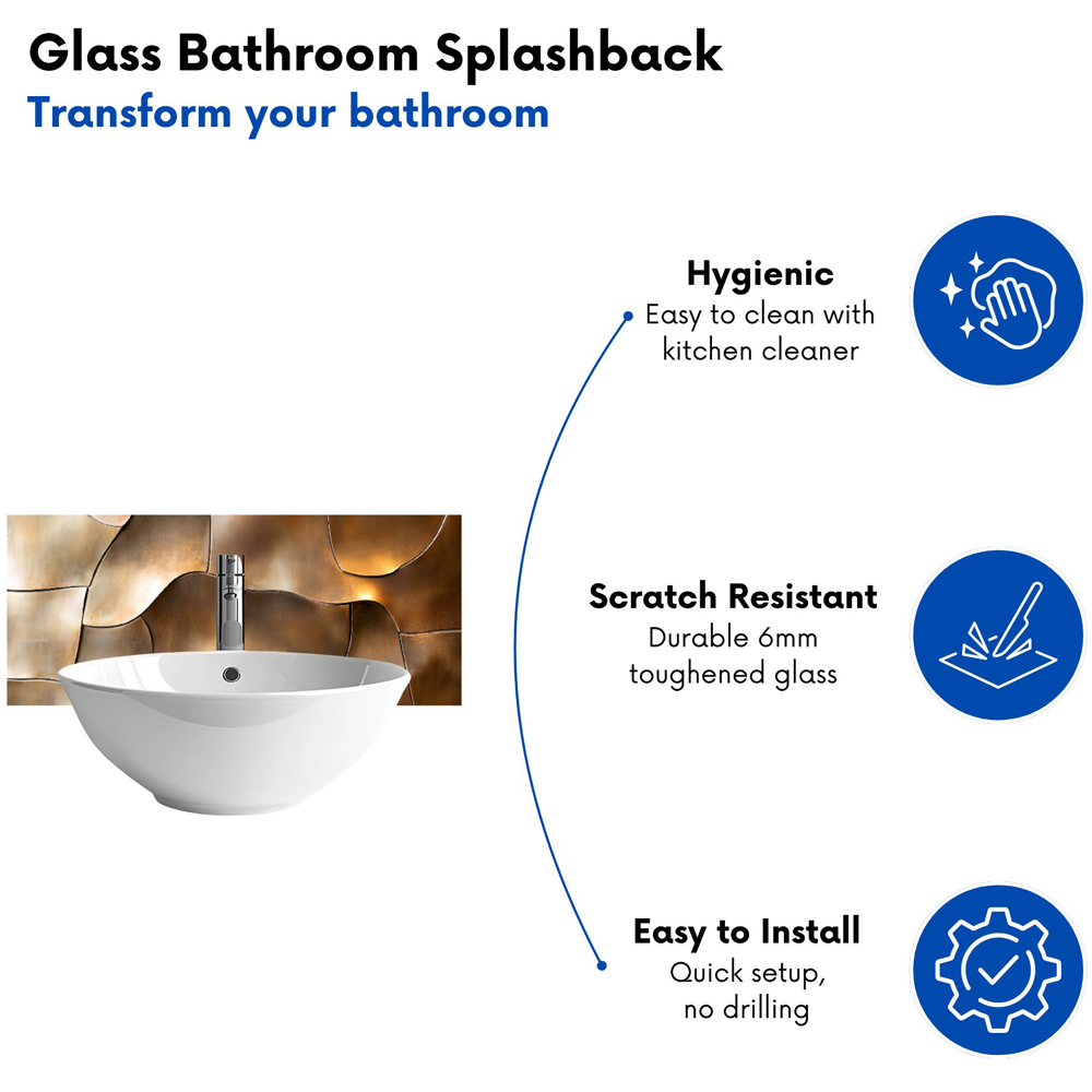 Warren Reed Designer Bronze Gold Eclectic Design Glass Bathroom Splashback 25 x 60cm Image 4