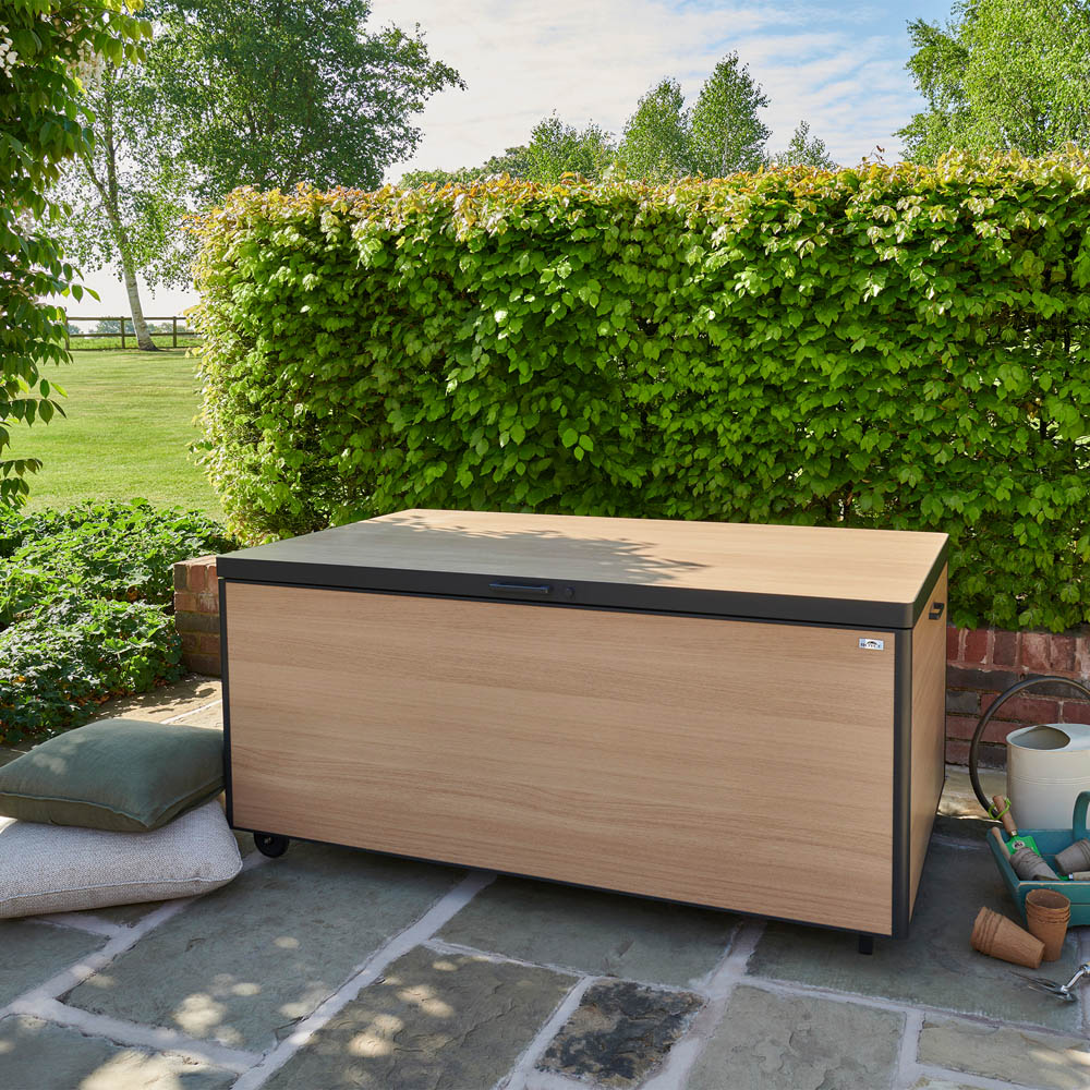 Royce Large Wood Look Outdoor Storage Box Image 7