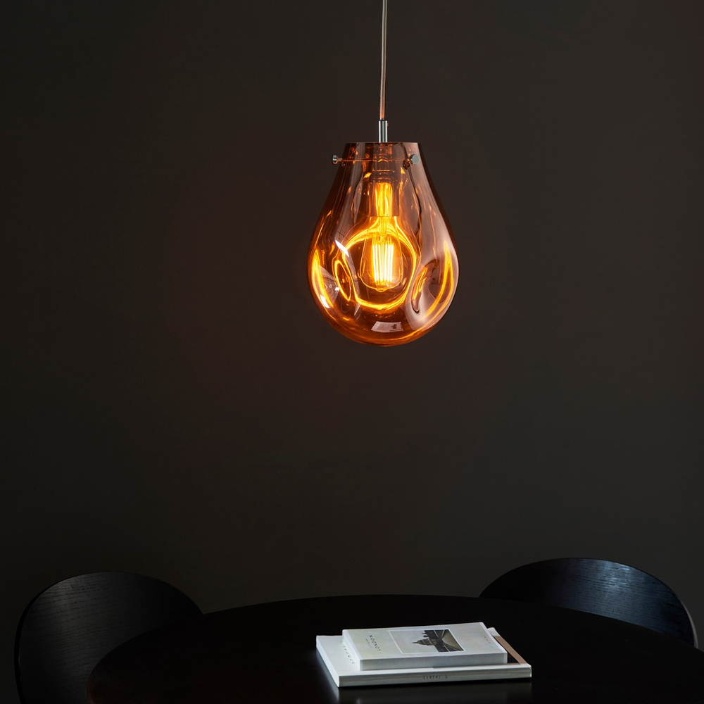 Merano Perugia Small Metallic Glass Copper Pendant Ceiling Lamp Image 5