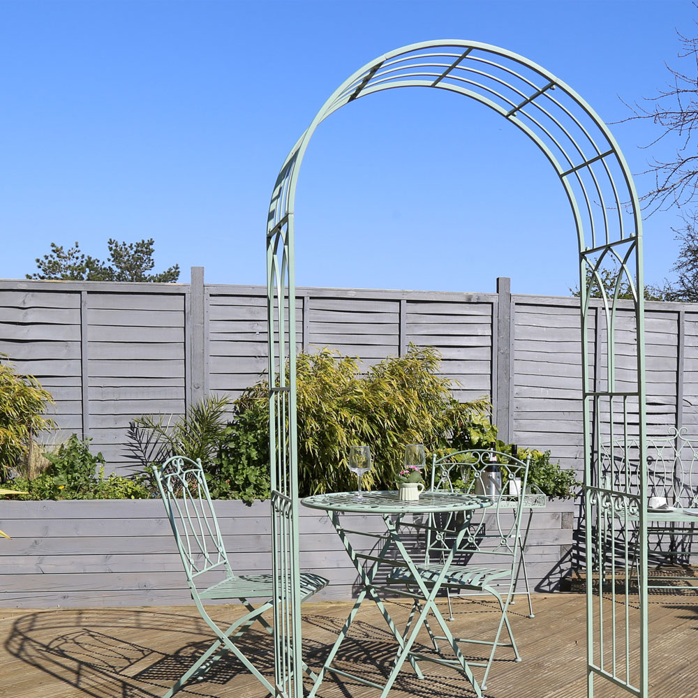 Charles Bentley Wrought Iron Arch Sage Green Image 2