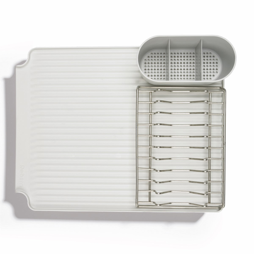 ReBorn Stone effect Large Kitchen Draining Rack with Cutlery Holder Image 4