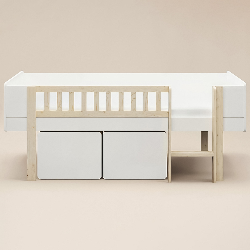 Noomi Kayla White Mid Sleeper Bed with Storage and Moveable Ladder Image 3