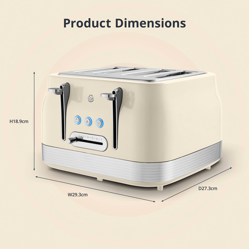Swan Retro Revive Cream 4 Slice Toaster Image 9