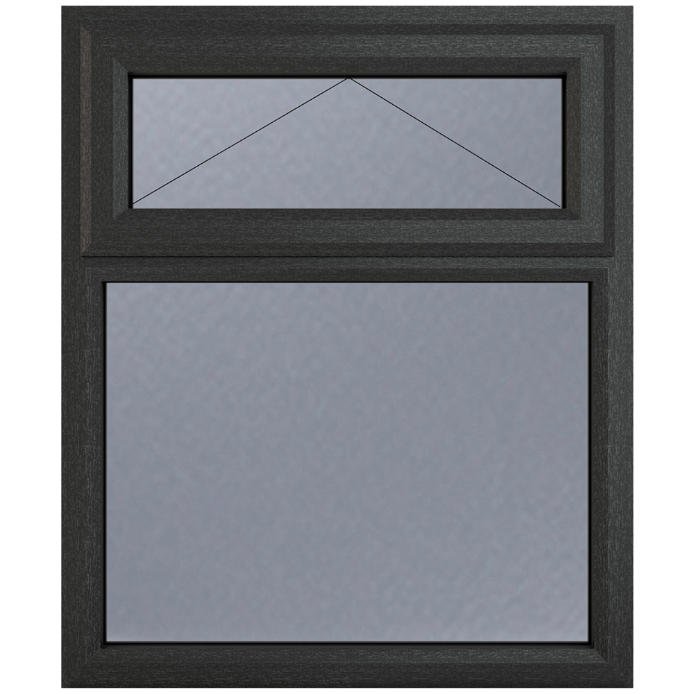 Crystal uPVC Double Glazed Window Top Hung Over Fixed Light Grey White Obscure Glass 905x1040mm Image 2