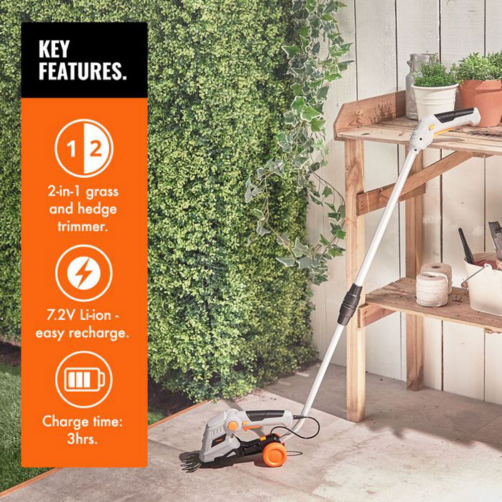 VonHaus 16889RG 2 in 1 Cordless Hedge Trimmer 7.2V Image 4