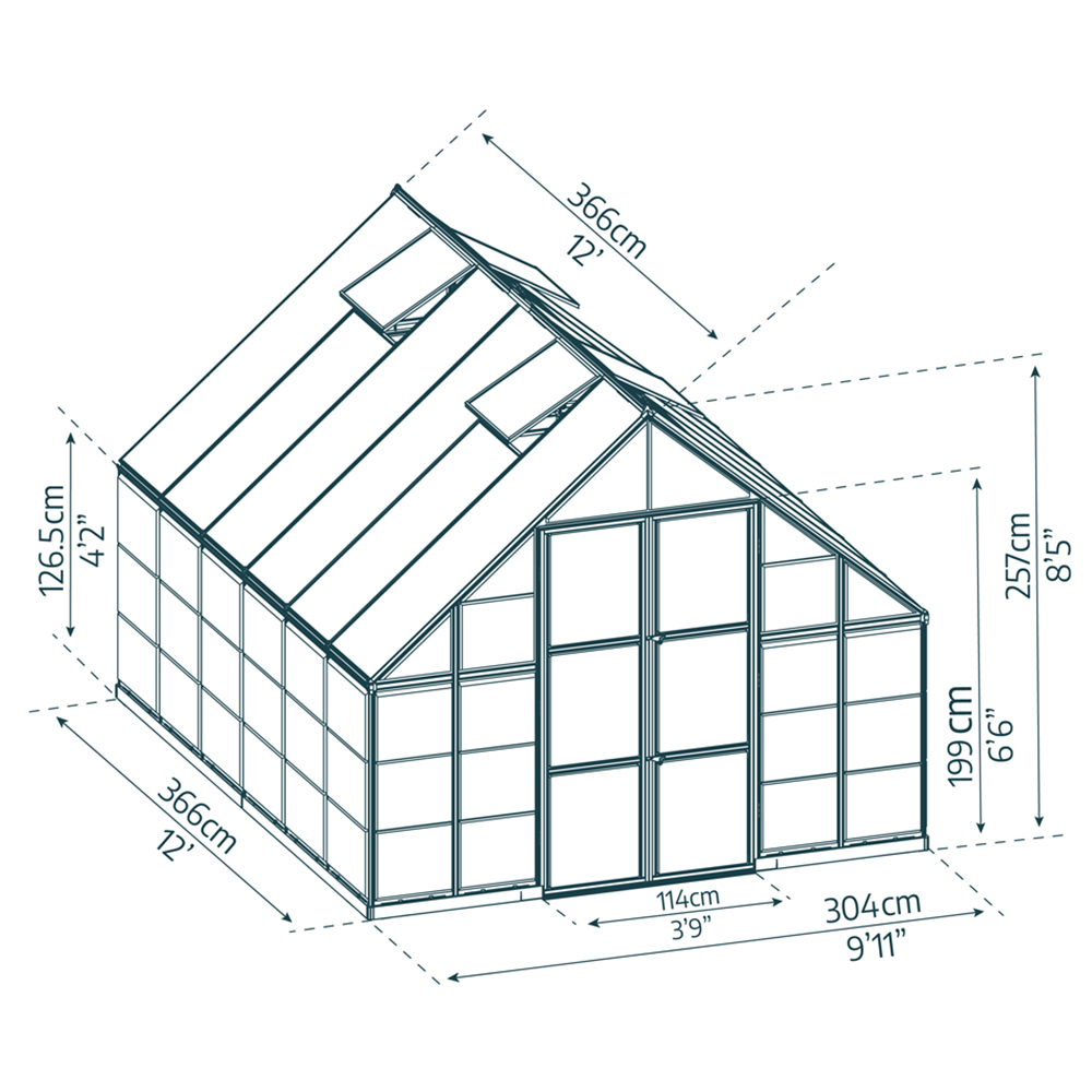 Palram Canopia Balance Silver Aluminium Polycarbonate 10 x 12ft Greenhouse Image 5