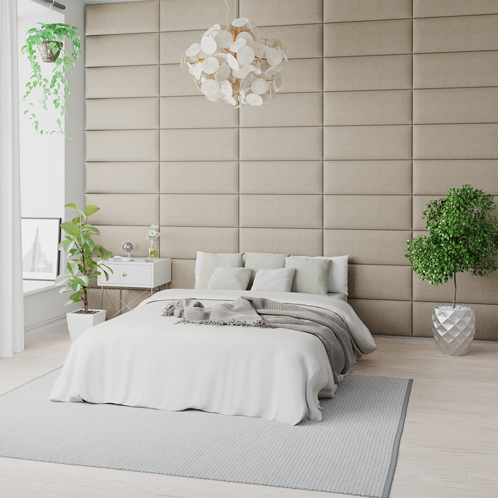 Aspire EasyMount Cream Malham Weave Upholstered Wall Mounted Headboard Panels 2 Pack Image 2