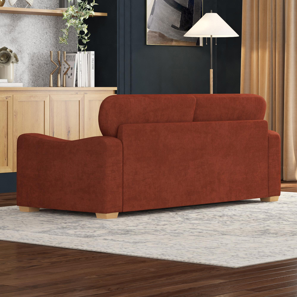 Theadford 3 Seater Marmalade Plush Velvet Fixed Back Sofa Image 5