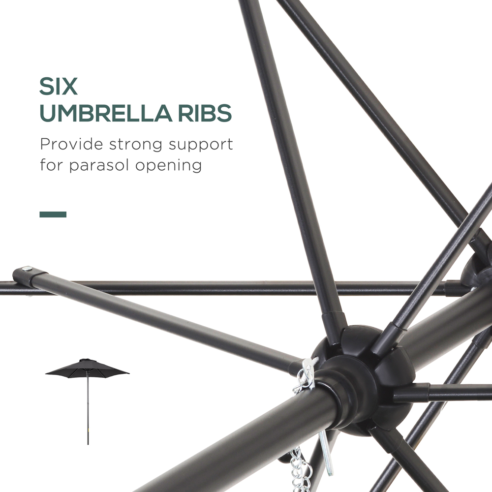 Outsunny Black Push Open Parasol 2m Image 5