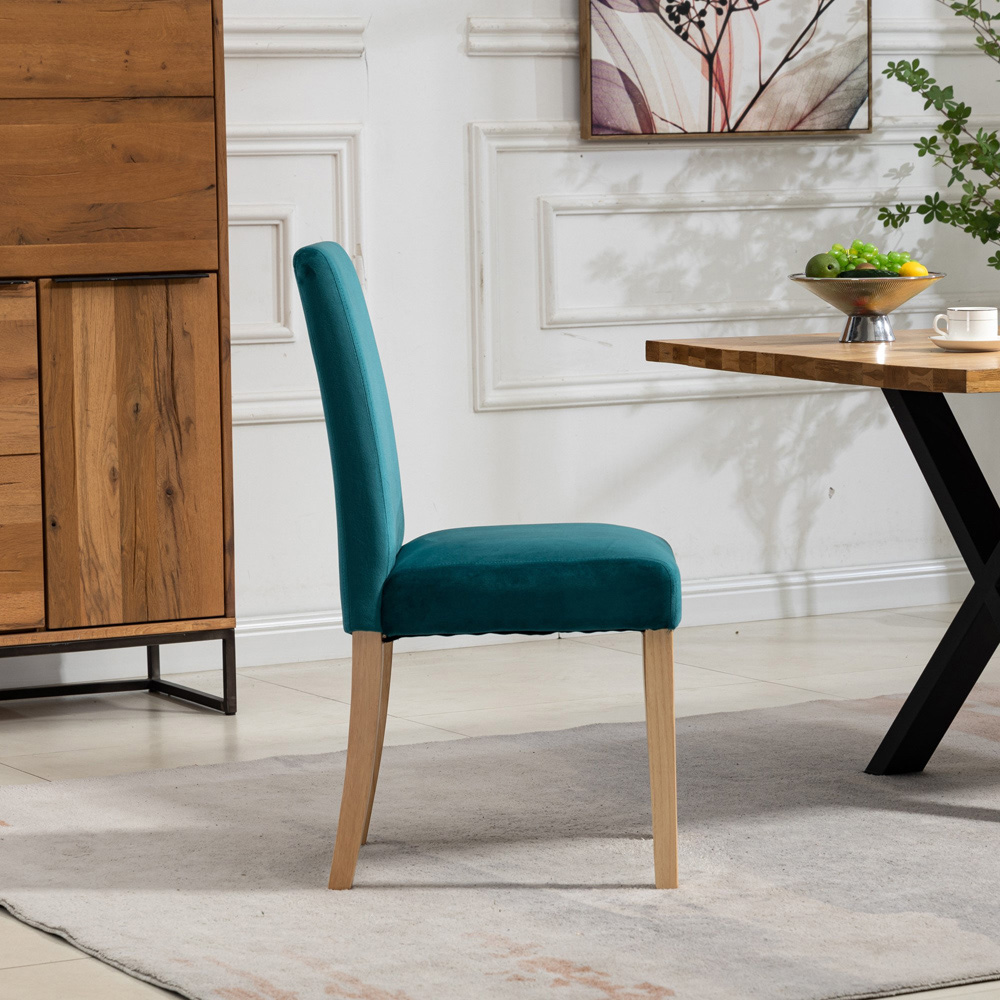 Artemis Home Maiolo Set of 2 Teal Velvet Dining Chair Image 4