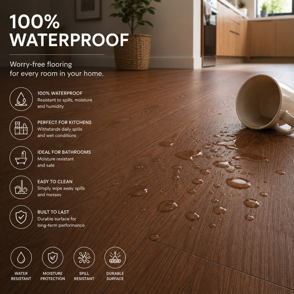Britwall Victorian Oak Wood-Embossed SPC Vinyl Flooring 1220 x 181mm 10 Pack Image 6