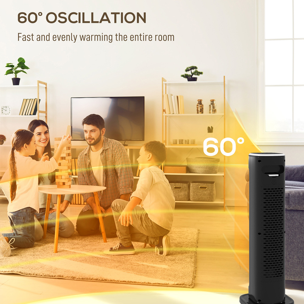 HOMCOM Black Ceramic Electric Fan Space Heater with Timer 2000W Image 6