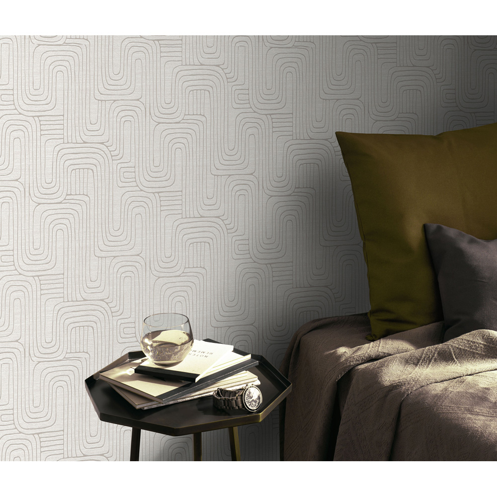 Erismann Rondo Linear Natural Cream Wallpaper Image 6