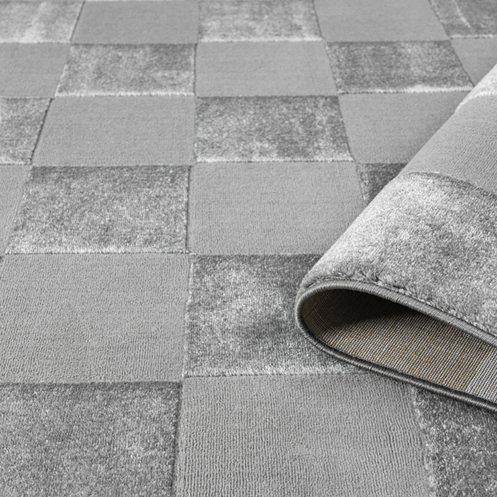 Desire Rugs Vellure Grey Metallic Sheen Grid Design Rug 200 x 290cm Image 4