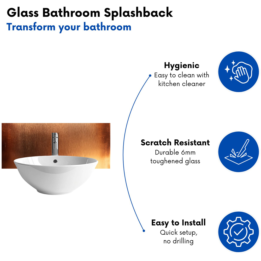 Warren Reed Designer Sheen of Copper Glass Bathroom Splashback 25 x 60cm Image 4