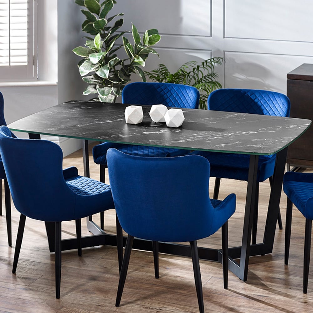 Julian Bowen Olympus 6 Seater Dining Table Black Marble Image 1