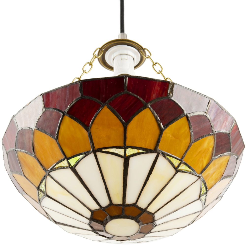 Happy Homewares Amber and Red Stained Glass Domed Pendant Lamp Shade Image 6
