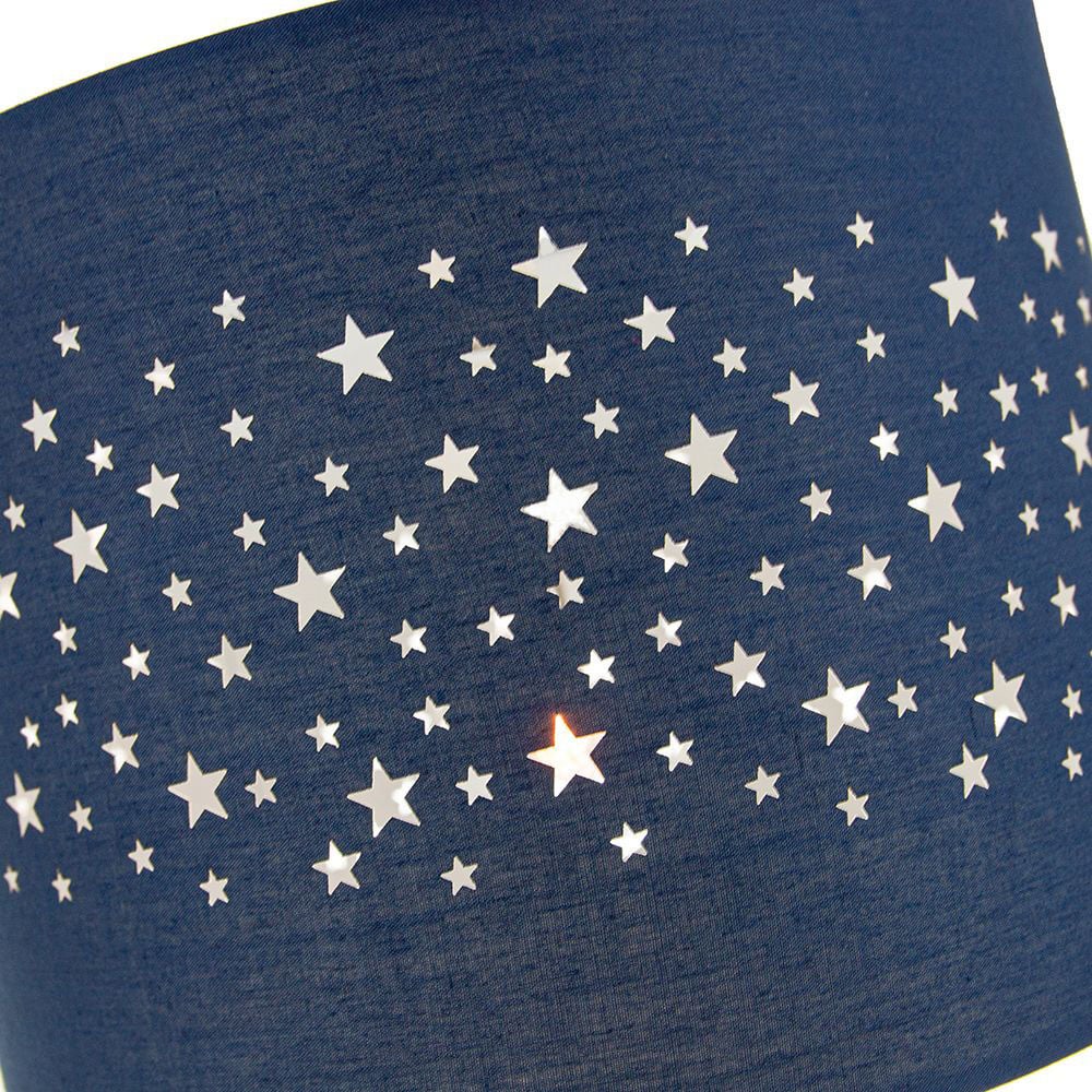 Happy Homewares Midnight Blue Cotton Stars Pattern Pendant Lamp Shade Image 3