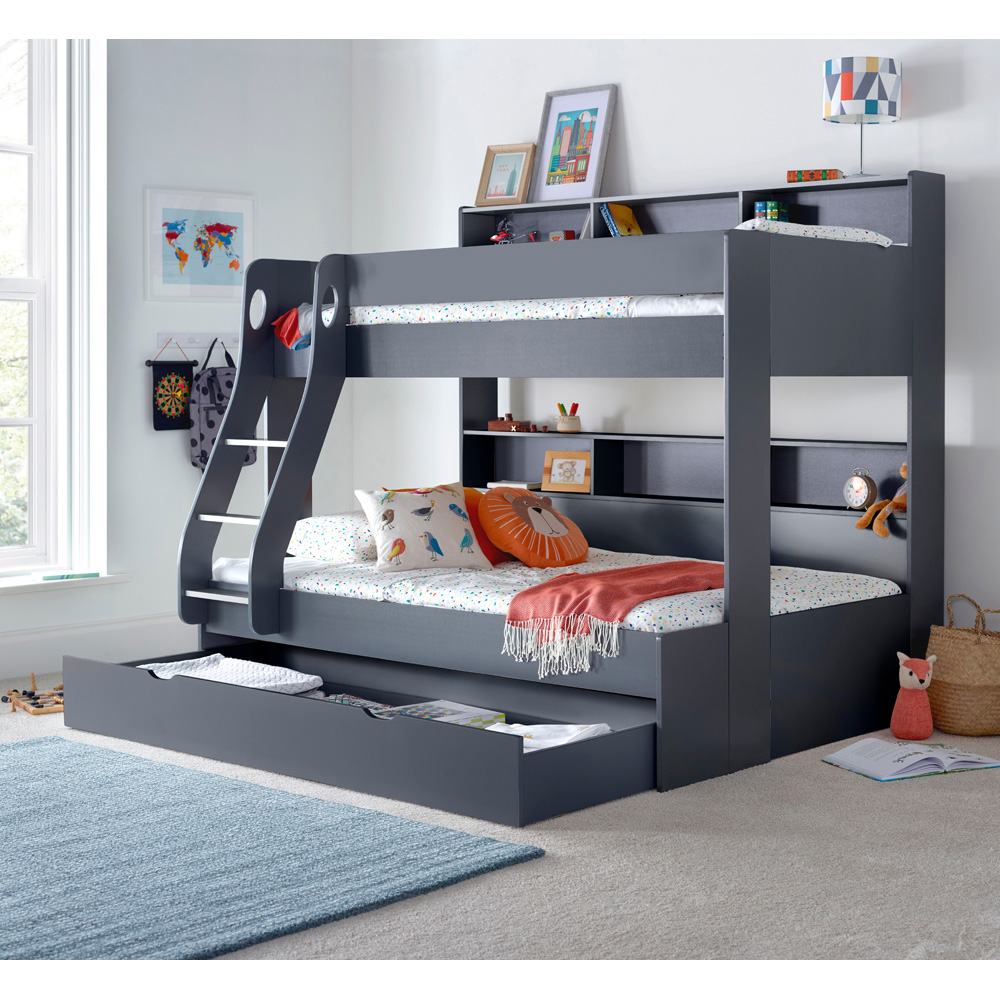 Bedmaster Oliver Triple Sleeper Onyx Grey Bunk Bed with Orthopaedic Mattresses Image 8