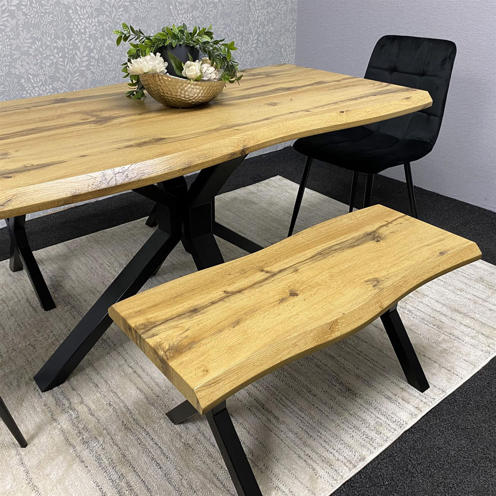 Kosy Koala 4 Seater Wood and Velvet Dining Bench Set Black Image 4