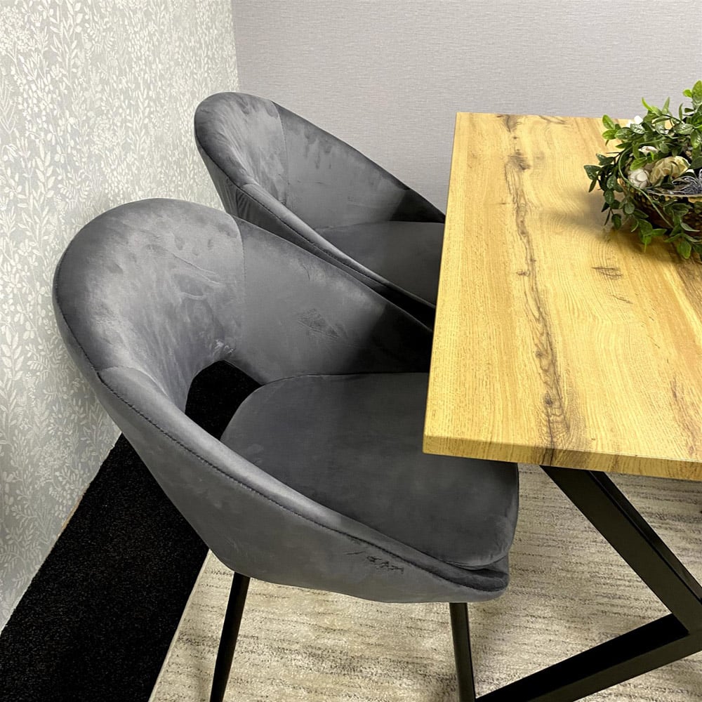 Kosy Koala 4 Seater Grey Velvet Wooden Dining Table Set Image 6