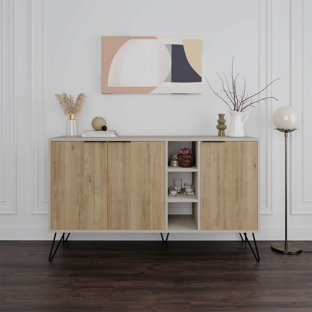 Decortie Clara Sandstone and Oak Console Sideboard Image 4