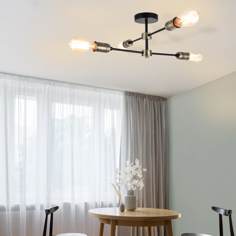 Cosylyte Linton 4 Light Matt Antique Brass Ceiling Light Image 6