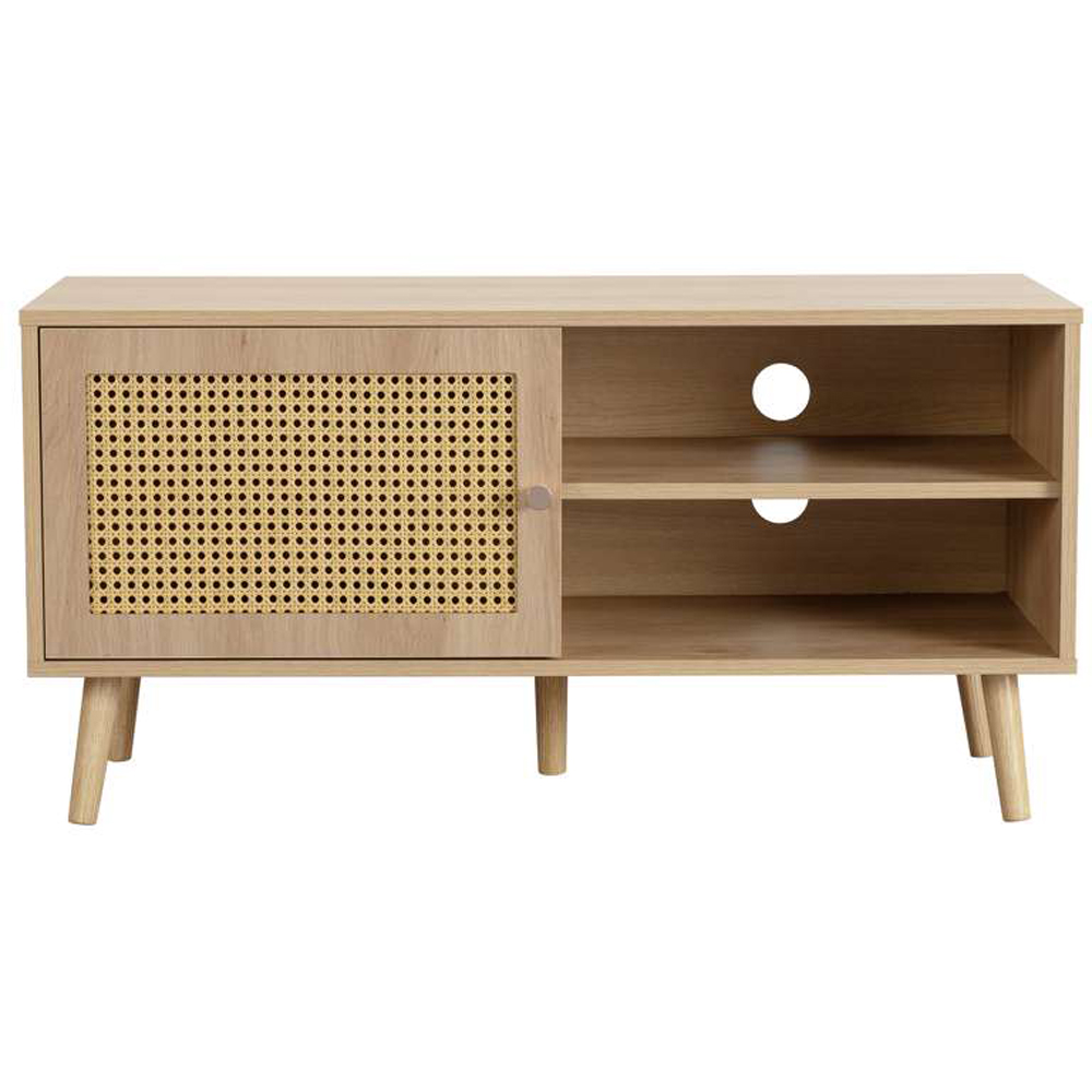 Birlea Croxley Oak Single Door 2 Shelf Rattan TV Unit Image 3