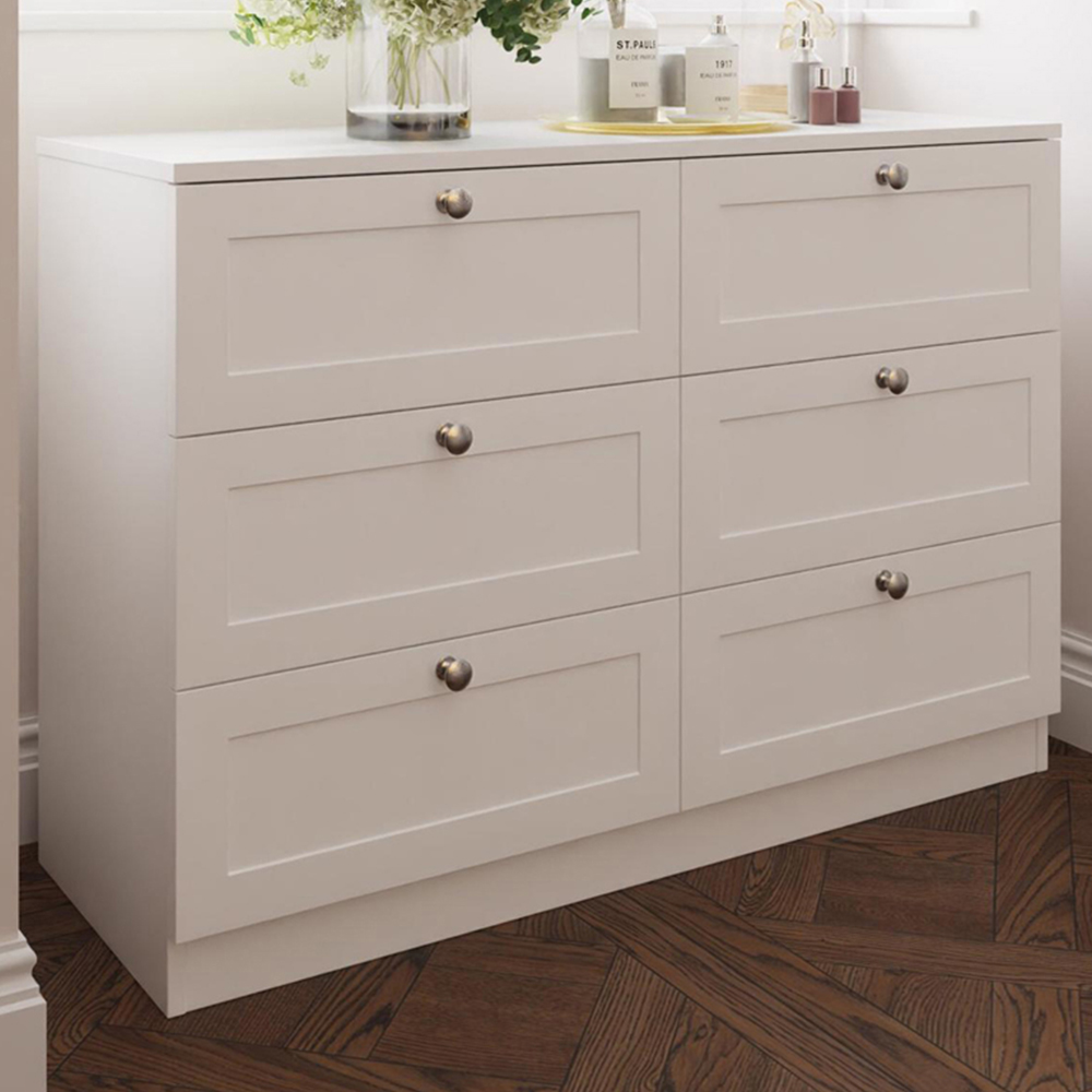 FWStyle Artus 6 Drawer White Panelled Chest of Drawers Image 1