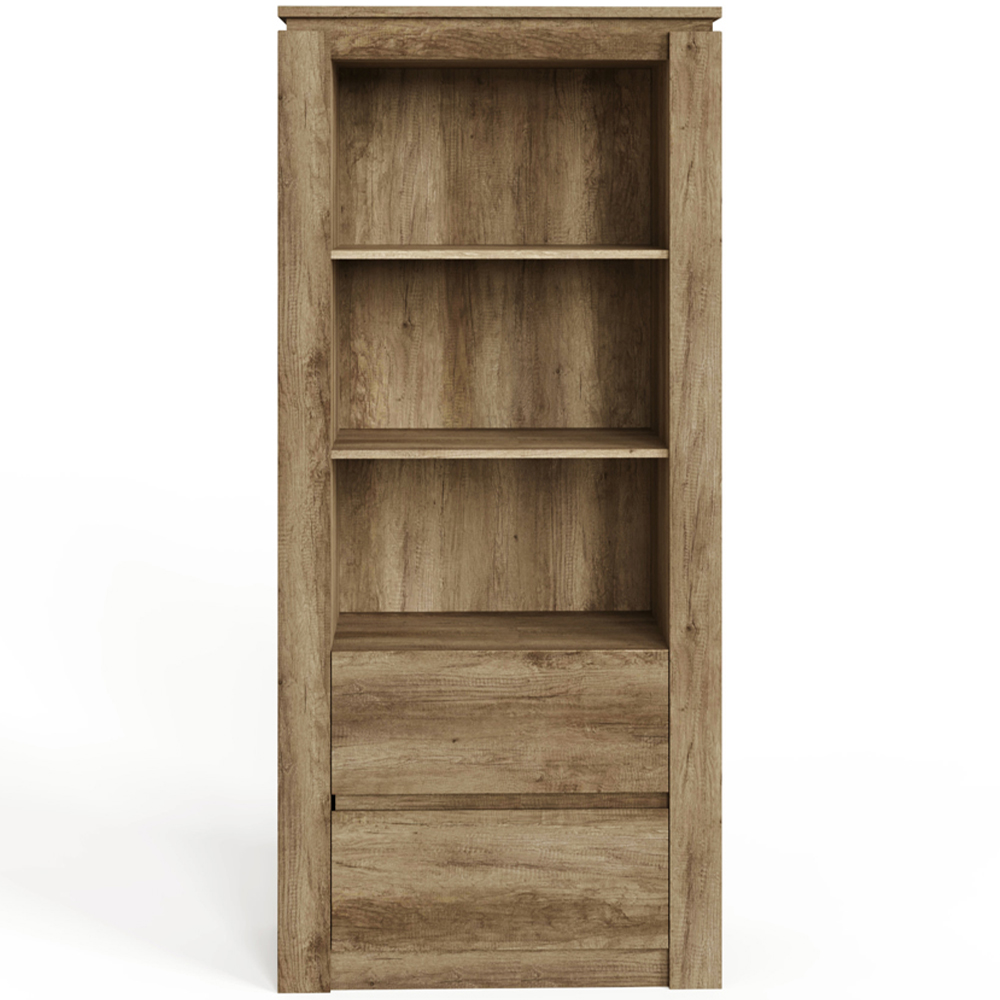 GFW 2 Drawer 3 Shelf Canyon Oak Grey Bookcase Image 3