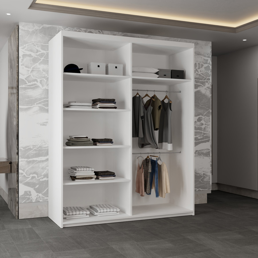 Sliding Wardrobes 4U Moon 2 Door White Mirrored Wardrobe Image 3