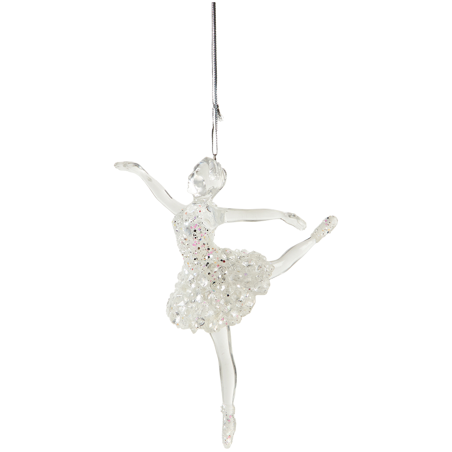 Hanging Glitter Ballerina Decoration - Silver Image 3
