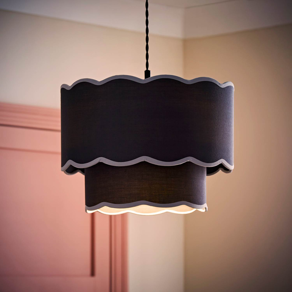 ValueLights Sloane 2 Tier Navy Colour Clash Scalloped Shade Image 6